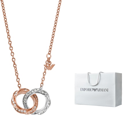 (Women) Emporio Armani Rose Gold Double Ring Pendant Necklace. EGS3004221 1