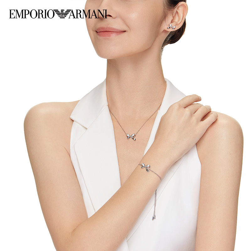Lookbook (W) Emporio Armani Gelang Perak dengan Reben & Kristal EG3548040