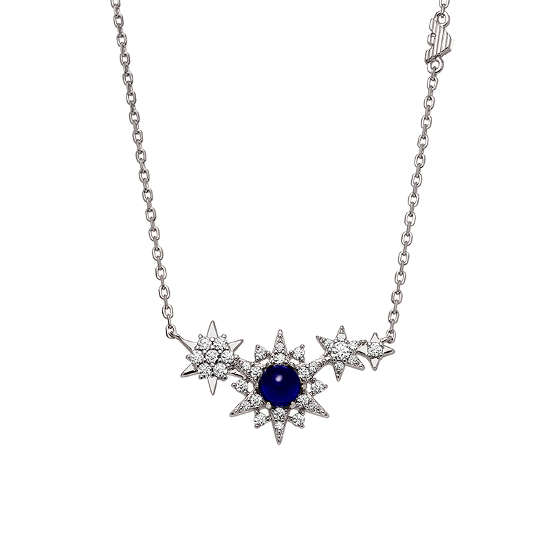 (Women) Emporio Armani  Silver Necklace Starry Night Moon & Star Design 925 Silver EG3600040