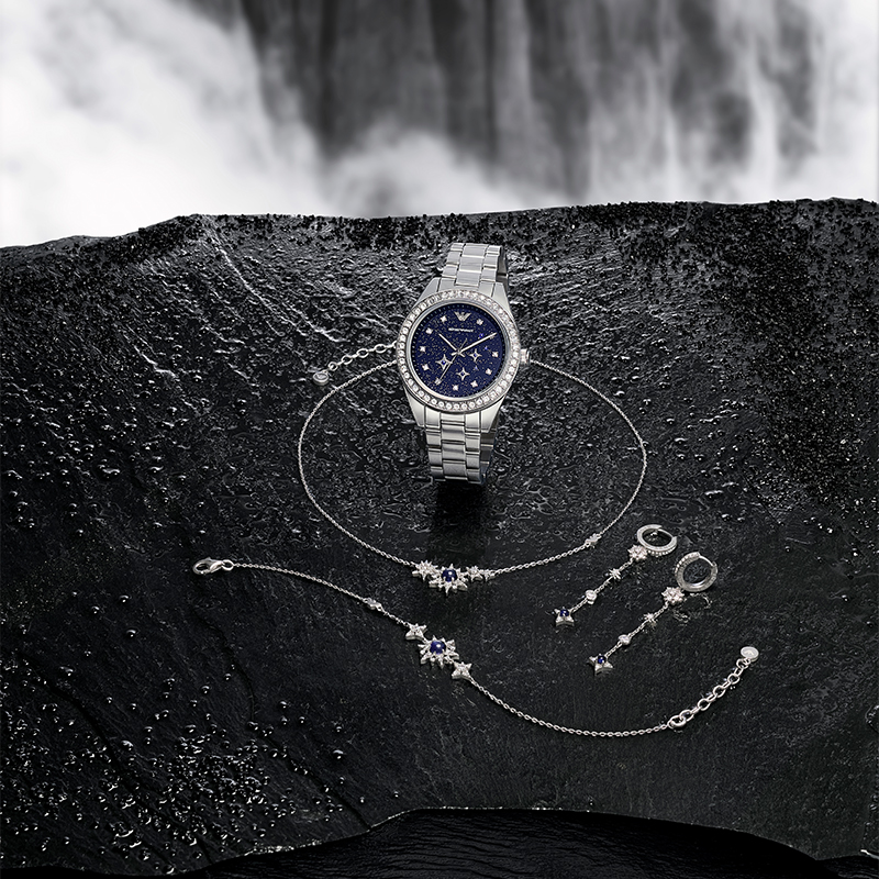 Shop (Women) Emporio Armani  Silver Necklace Starry Night Moon & Star Design 925 Silver EG3600040