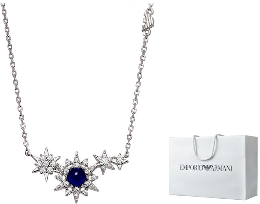 (Women) Emporio Armani Silver Necklace Starry Night Moon & Star Design 925 Silver EG3600040 Cheap (Women) Emporio Armani Silver Necklace Starry Night Moon & Star Design 925 Silver EG3600040