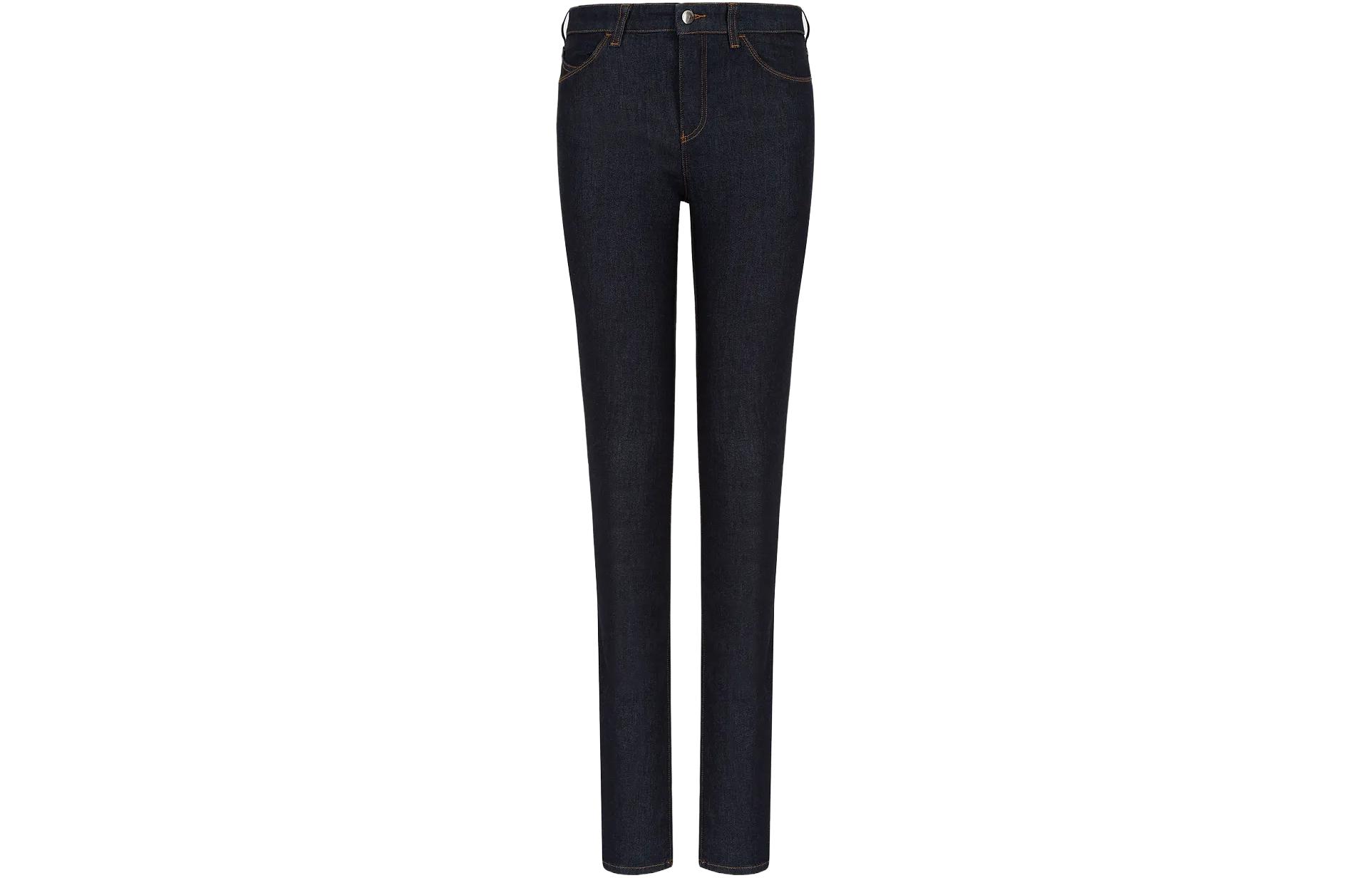 (Women) Emporio Armani  Slim-Fit Mid-Rise Jeans in Solid Dark Blue. 8N2J18-2DG5Z-0941