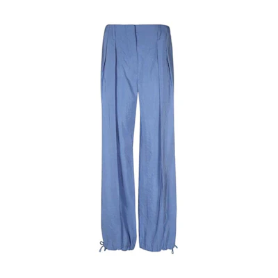 (Women) Emporio Armani Solid Color Pleated Casual Pants - Blue. D4NP26-D2019-900