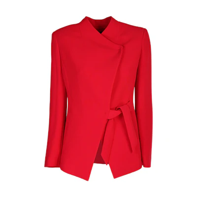 (Women) EMPORIO ARMANI Solid Color V-Neck Tie Jacket - Red 6H2G67-2NNJZ-0341