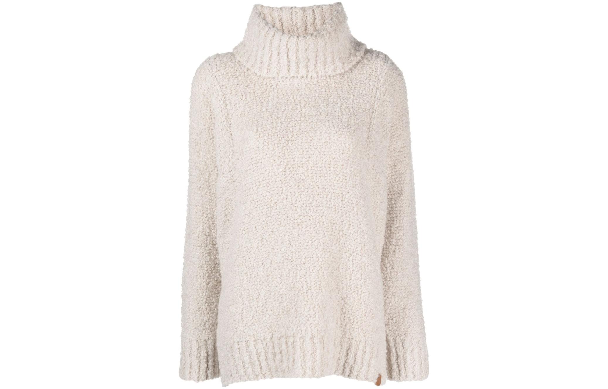(Women) EMPORIO ARMANI  Solid High Neck Sweater in Off-White. 6R2MYQ-2MC6Z-0138