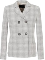 (Women) Emporio Armani SS23 Light Gray Plaid Double-Breasted Blazer. D4NG15-D2102-1010 (Women) Emporio Armani SS23 Light Gray Plaid Double-Breasted Blazer. D4NG15-D2102-1010