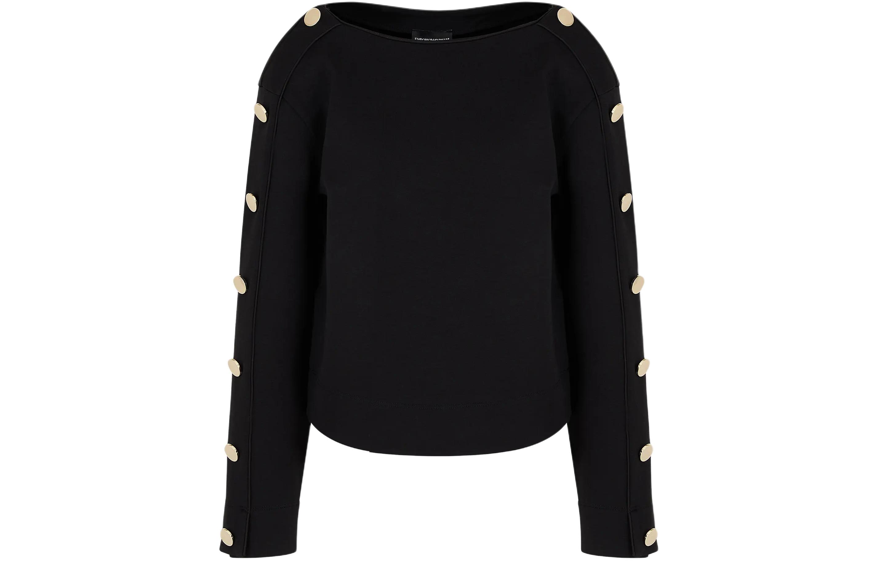 (Women) Emporio Armani  SS24 Lunar Year Buttoned Knit Long-Sleeve Top. EW000007-AF10002-UC001