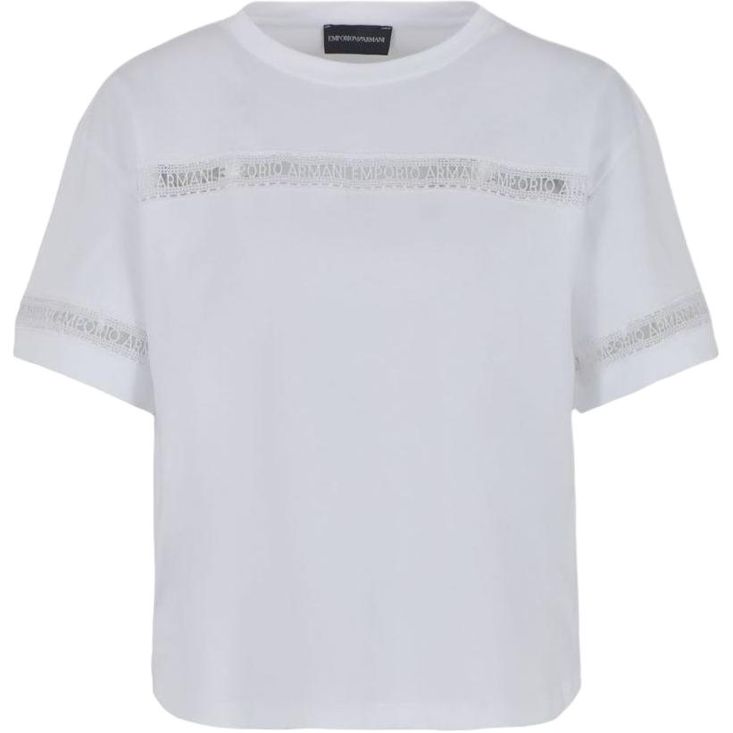 (Women) EMPORIO ARMANI  White Logo Embroidered Oversized T-Shirt SS24. 3D2T7J-2JIDZ-0100