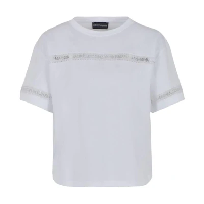 (Women) EMPORIO ARMANI White Logo Embroidered Oversized T-Shirt SS24. 3D2T7J-2JIDZ-0100