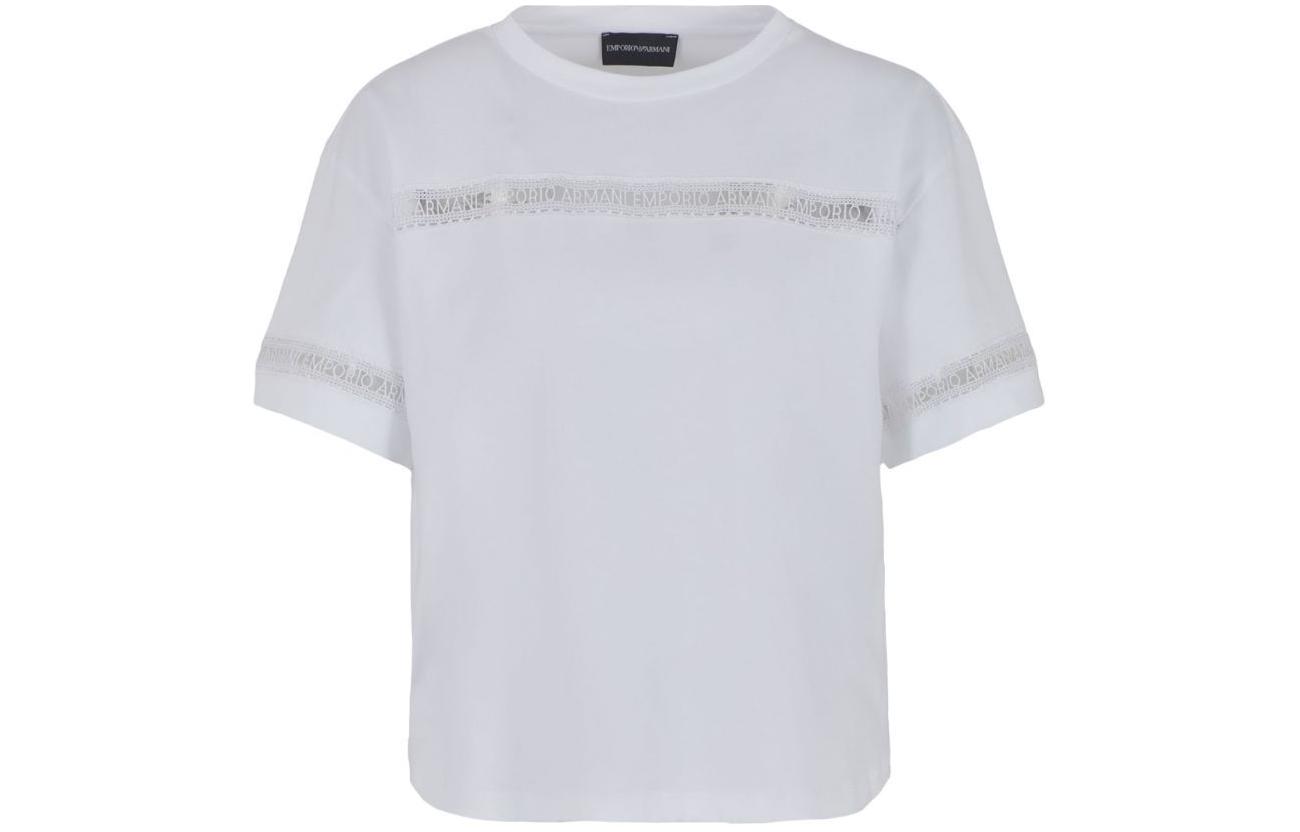 Order (Women) EMPORIO ARMANI  White Logo Embroidered Oversized T-Shirt SS24. 3D2T7J-2JIDZ-0100
