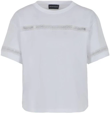 (Women) EMPORIO ARMANI White Logo Embroidered Oversized T-Shirt SS24. 3D2T7J-2JIDZ-0100 Order (Women) EMPORIO ARMANI White Logo Embroidered Oversized T-Shirt SS24. 3D2T7J-2JIDZ-0100