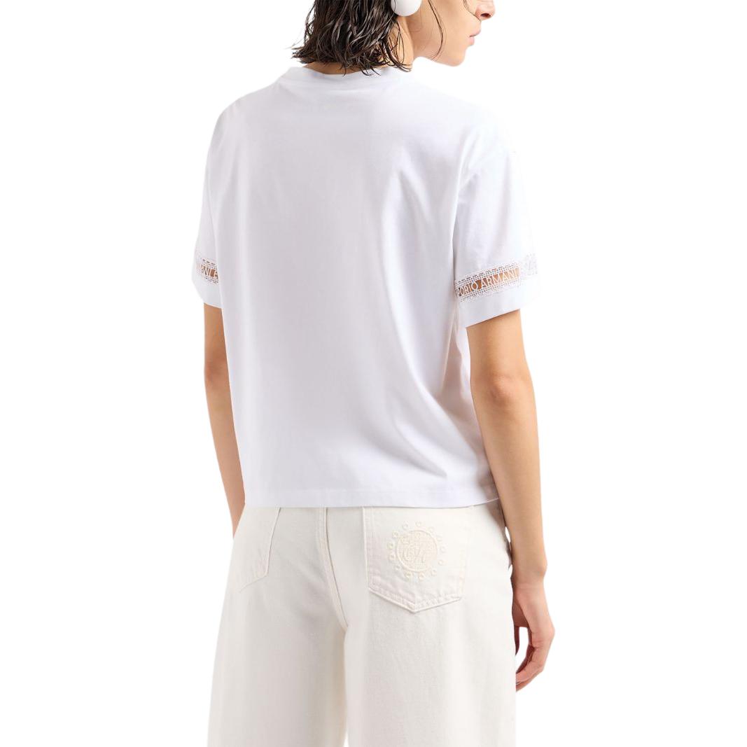 Shop (Women) EMPORIO ARMANI  White Logo Embroidered Oversized T-Shirt SS24. 3D2T7J-2JIDZ-0100