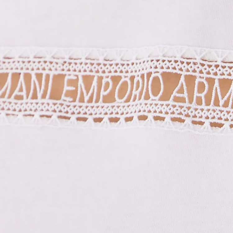 Details for (Women) EMPORIO ARMANI  White Logo Embroidered Oversized T-Shirt SS24. 3D2T7J-2JIDZ-0100