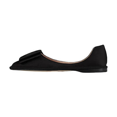 (W) Emporio Armani Ballet Flat 'Black Bow Satin'