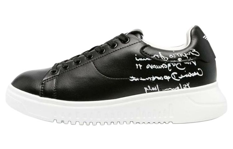 (Women) Emporio Armani Black Leather Platform Low-Top Sneakers X3X024XN894A120