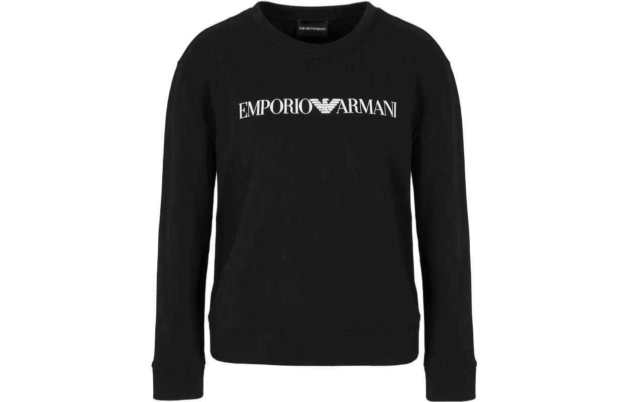 (Women) Emporio Armani Black Letter Print Crewneck Long Sleeve Sweatshirt 8N2M9E2-J49Z1-F903