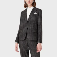 Shop (W) Emporio Armani 黑色格紋單扣西裝外套附補丁口袋 6K2G76-2N9AZ-F603