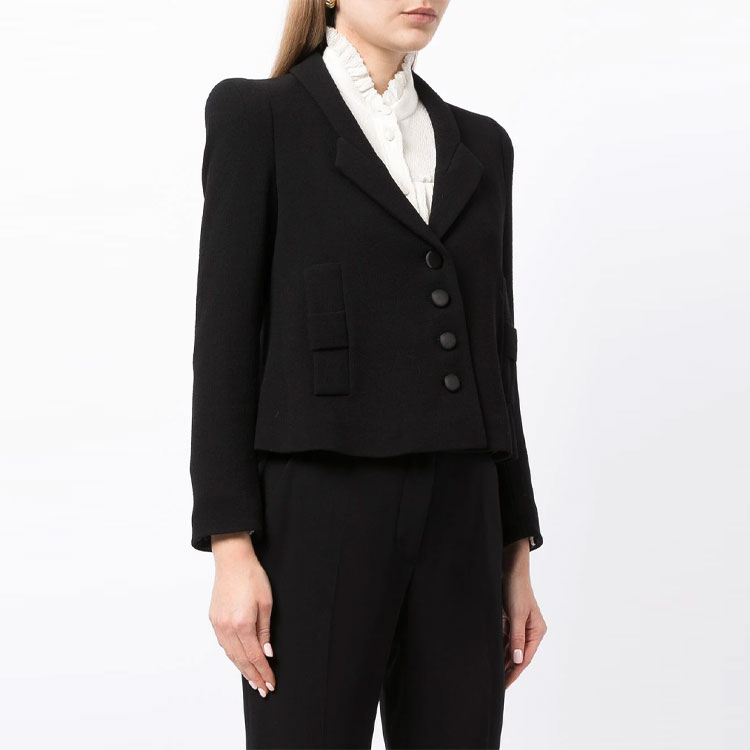 Purchase (W) EMPORIO ARMANI Blazer Hitam Single-Breasted dengan Bahu Berstruktur 6K2G63-2NWBZ-0999
