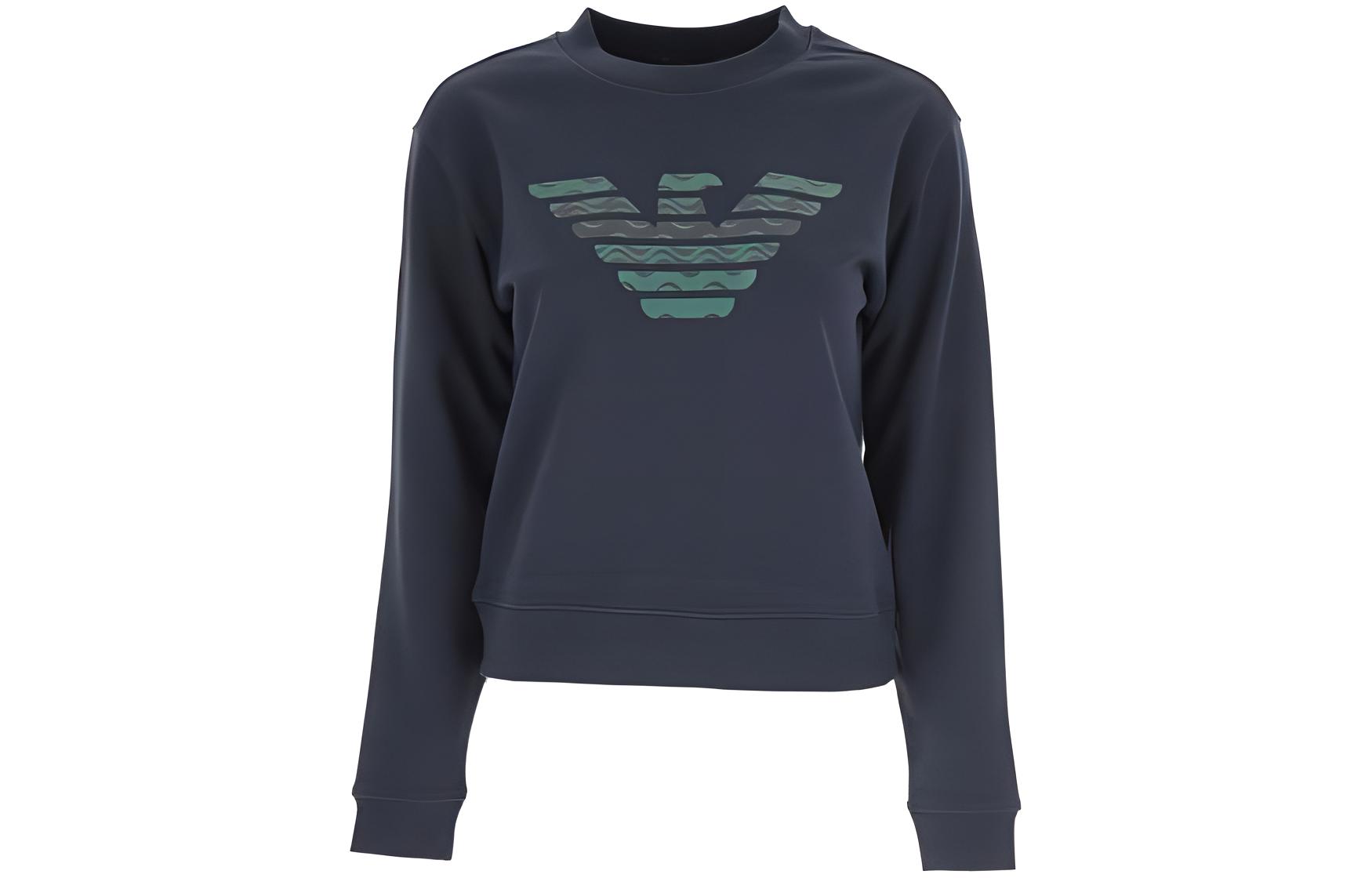 (Women) Emporio Armani Blue Logo Print Crewneck Long-Sleeve Sweatshirt 6K2M8Z-2J49Z-0919