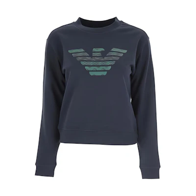 (Women) Emporio Armani Blue Logo Print Crewneck Long-Sleeve Sweatshirt 6K2M8Z-2J49Z-0919