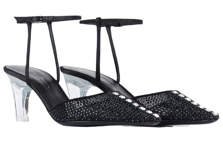 Order (W) 安普里奥·阿玛尼黑色搭扣方跟高跟鞋 X1E927XN3411R266