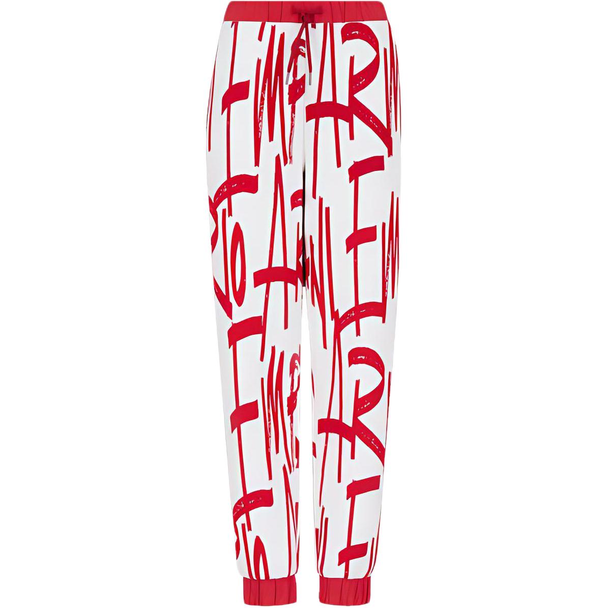(Women) Emporio Armani Capsule Logo  Red Knit Jogger Sweatpants Full Print. 6K2P6L1JHSZ-F159