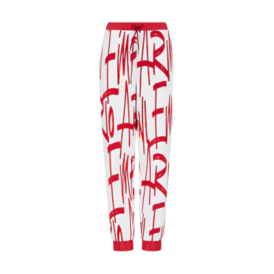 (Women) Emporio Armani Capsule Logo Red Knit Jogger Sweatpants Full Print. 6K2P6L1JHSZ-F159