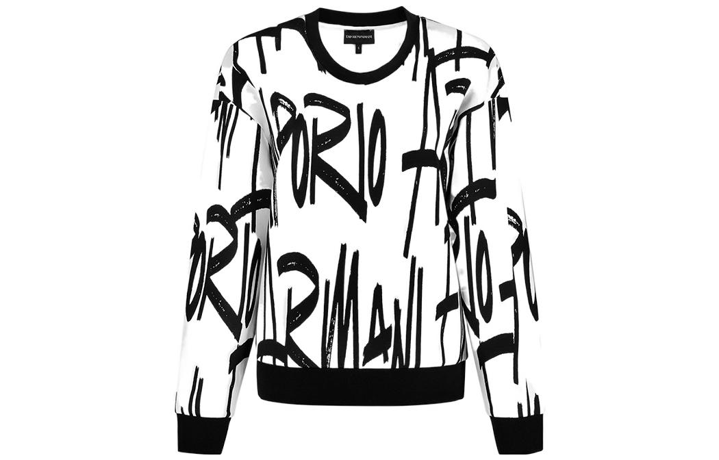 (Women) EMPORIO ARMANI Capsule Logo Printed Oversized Crewneck Sweatshirt Women Black. 6K2M6R-1JHSZ-F160