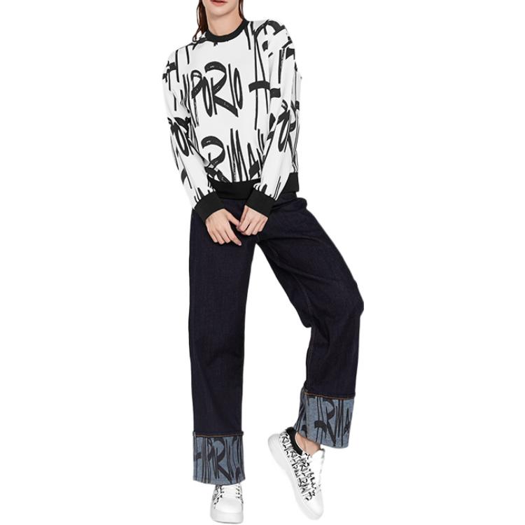 Lookbook (W) エンポリオ アルマーニ カプセル ロゴ オーバーサイズ クルーネック スウェットシャツ レディース ブラック 6K2M6R-1JHSZ-F160