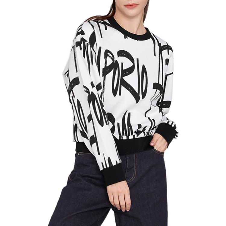 Purchase (W) エンポリオ アルマーニ カプセル ロゴ オーバーサイズ クルーネック スウェットシャツ レディース ブラック 6K2M6R-1JHSZ-F160