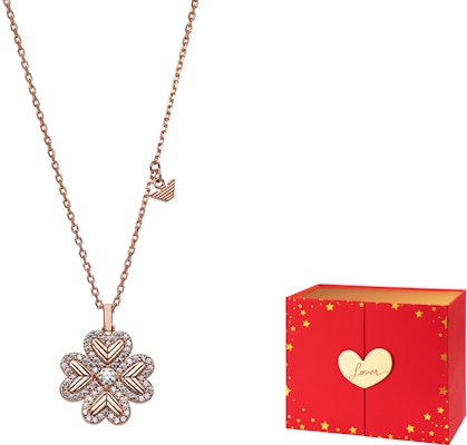 (Women) Emporio Armani Clover Pendant Necklace 925 Silver Rose Gold Jewelry. EG3609221 5
