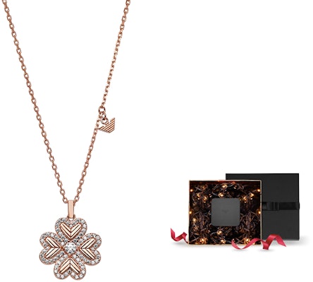 (Women) Emporio Armani Clover Pendant Necklace 925 Silver Rose Gold Jewelry. EG3609221 7