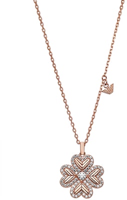 (Women) Emporio Armani Clover Pendant Necklace 925 Silver Rose Gold Jewelry. EG3609221 Order (Women) Emporio Armani Clover Pendant Necklace 925 Silver Rose Gold Jewelry. EG3609221