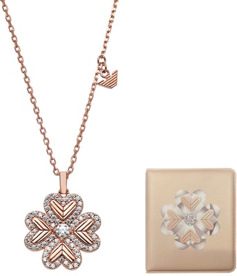 (Women) Emporio Armani Clover Pendant Necklace 925 Silver Rose Gold Jewelry. EG3609221 2