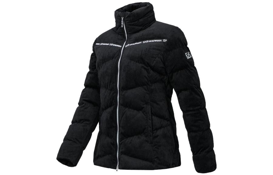 Shop (W) EMPORIO ARMANI EA7 黑色高領棉質外套印花夾克. 6KTB09-TN4LZ-1200