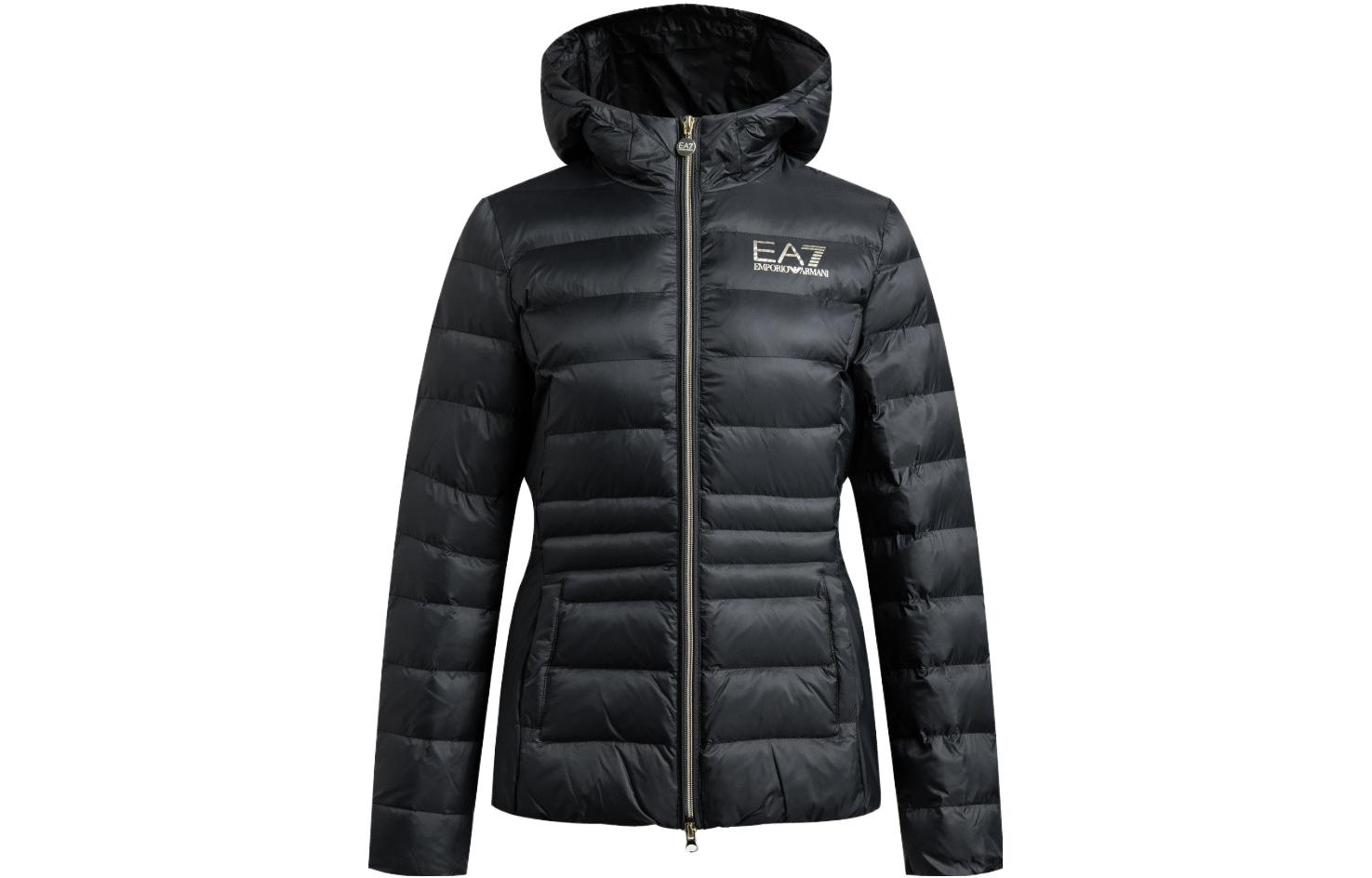 Order (W) EMPORIO ARMANI EA7 黑色連帽棉質外套帶標誌印花 FW23. 6RTB01-TN88Z-0200