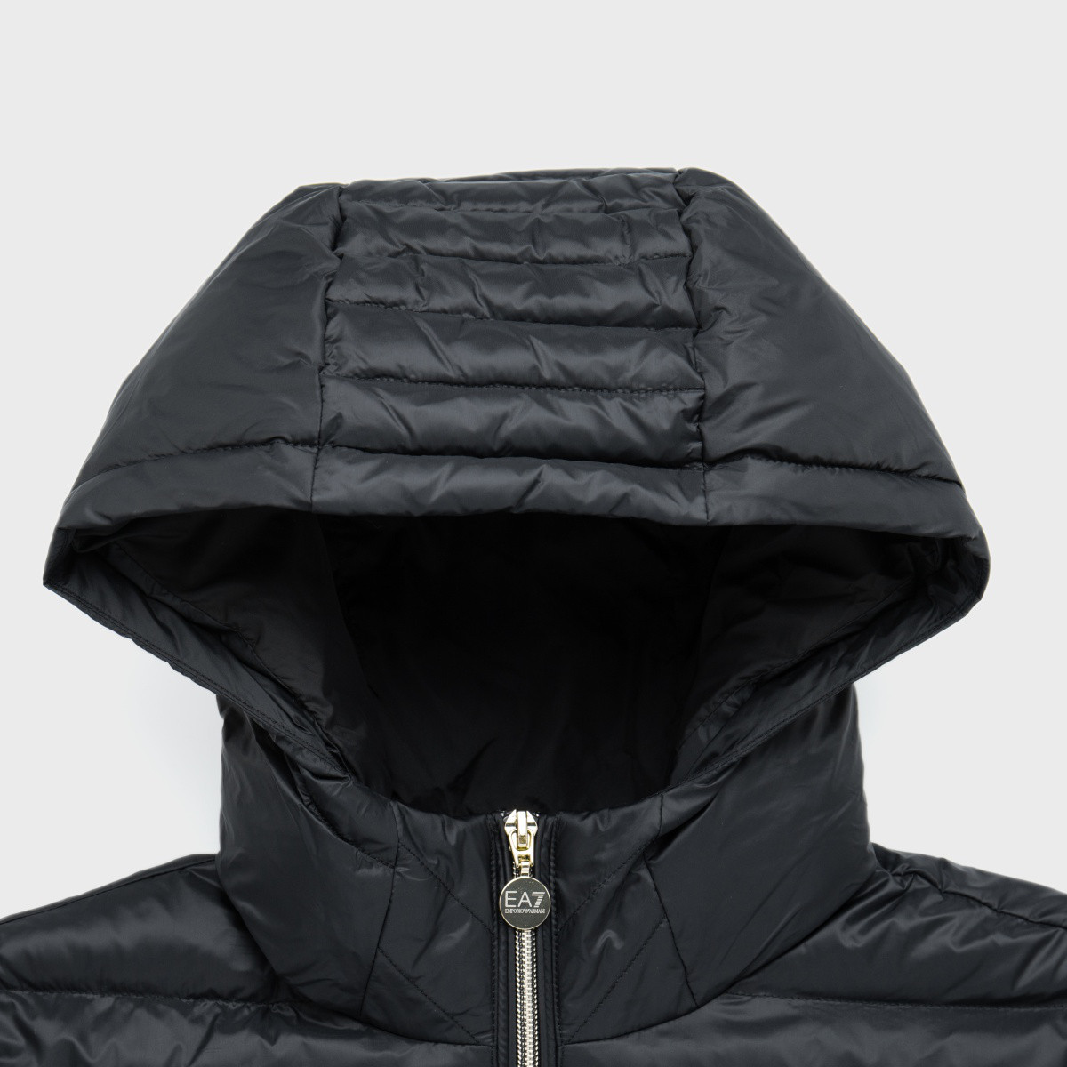 Sizing (W) EMPORIO ARMANI EA7 黑色連帽棉質外套帶標誌印花 FW23. 6RTB01-TN88Z-0200