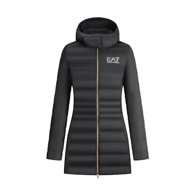 (Women) EMPORIO ARMANI EA7 Black Logo Print Hoodie Cotton Jacket FW23. 6RTK01-TN88Z-0200