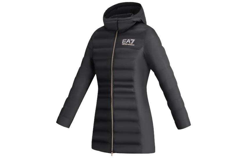Shop (W) EMPORIO ARMANI EA7 黑色LOGO印花連帽棉外套 FW23. 6RTK01-TN88Z-0200