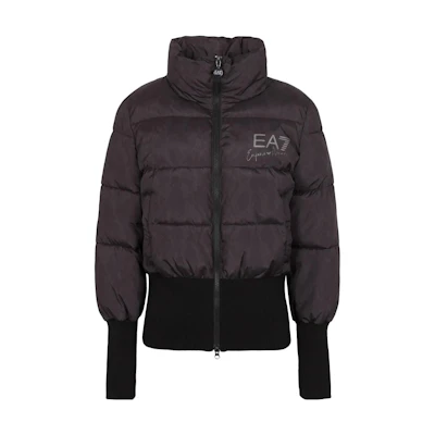 (Women) EMPORIO ARMANI EA7 Black Solid Color Long-Sleeve Cotton Jacket 6RTB03-TNF8Z-12238