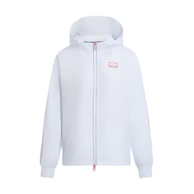 (Women) Emporio Armani EA7 White Logo Hoodie Jacket Casual Long Sleeve SS24. 3DTB11-TNBCZ-1100