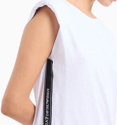 (W) 엠포리오 아르마니 EA7 화이트 로고 프린트 크루넥 미디 티셔츠 원피스. 3DTA61-TJ6SZ-1100 Details for (W) 엠포리오 아르마니 EA7 화이트 로고 프린트 크루넥 미디 티셔츠 원피스. 3DTA61-TJ6SZ-1100