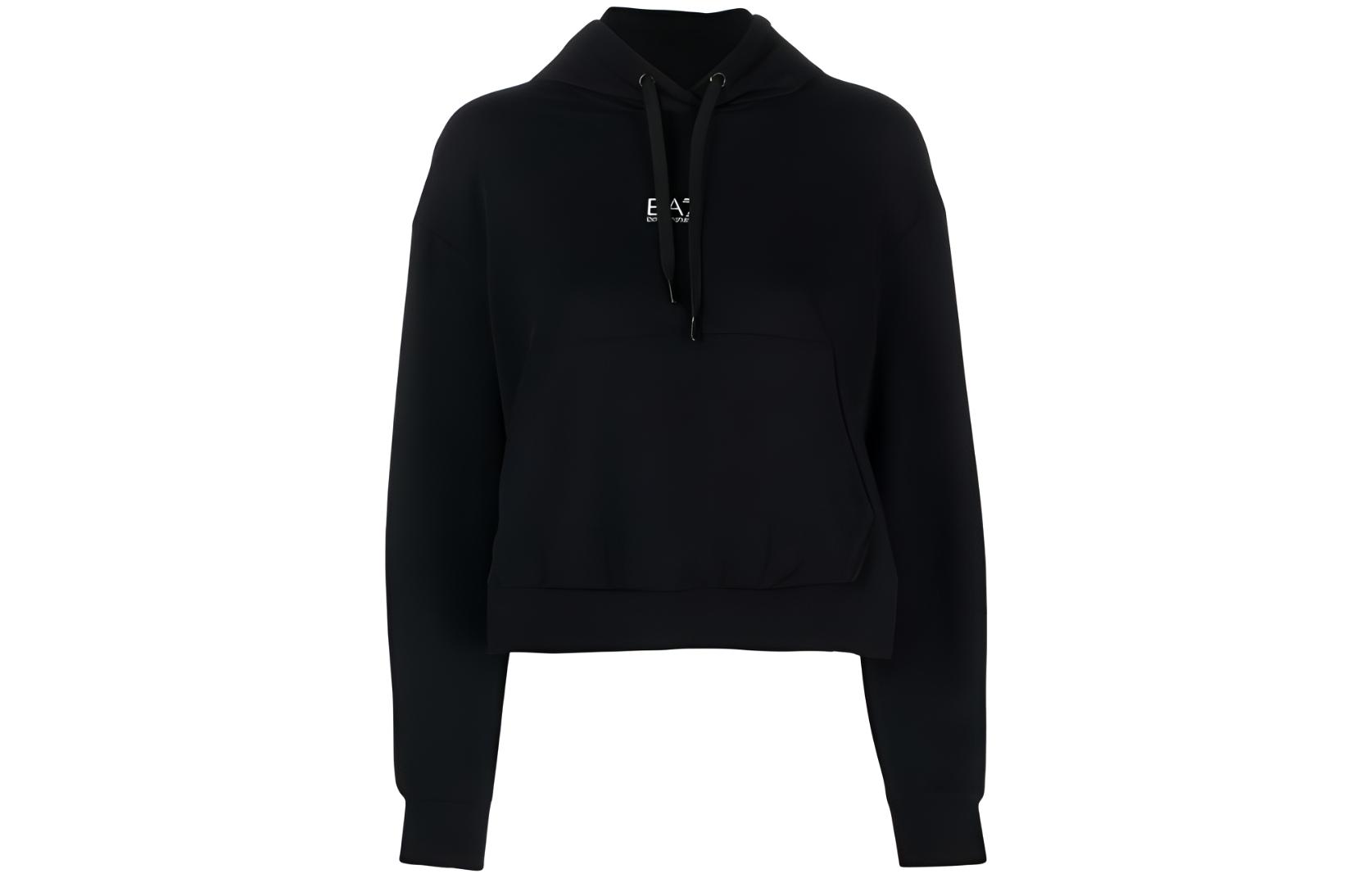 (Women) Emporio Armani EA7 Black Hoodie with Logo Print 6RTM05-TJCQZ-0200