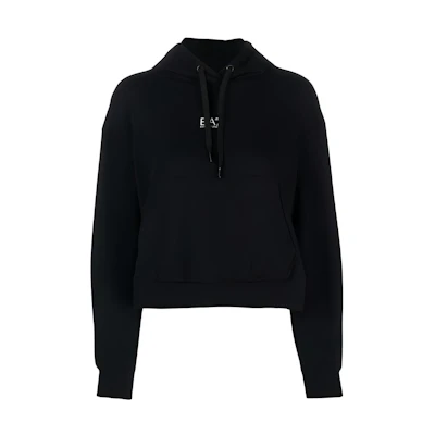 (Women) Emporio Armani EA7 Black Hoodie with Logo Print 6RTM05-TJCQZ-0200
