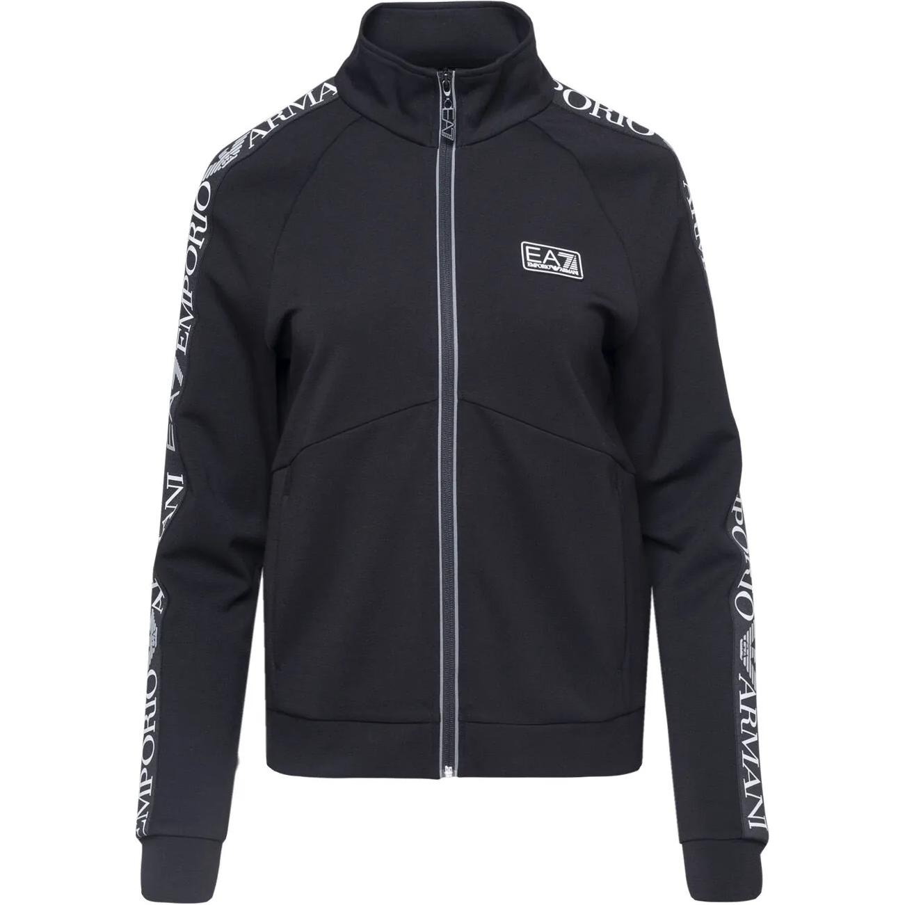 (Women) Emporio Armani EA7 Black Zip-Up Logo Jacket with Stand Collar 3DTM17-TJKWZ-1200