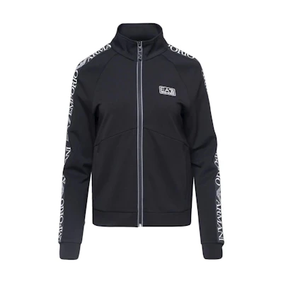 (Women) Emporio Armani EA7 Black Zip-Up Logo Jacket with Stand Collar 3DTM17-TJKWZ-1200