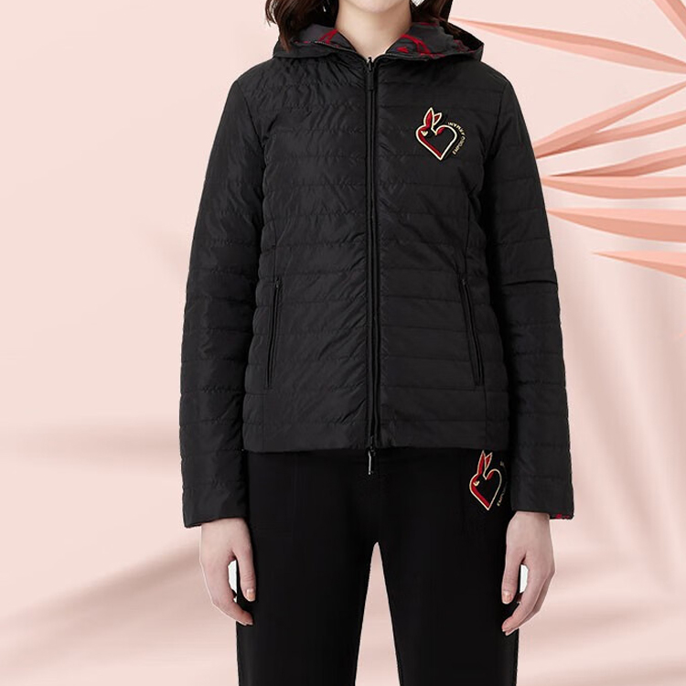 Shop (W) Emporio Armani EA7 FW22 雙面兔刺繡連帽外套 黑色 3R2B96-2NFAZ-0999