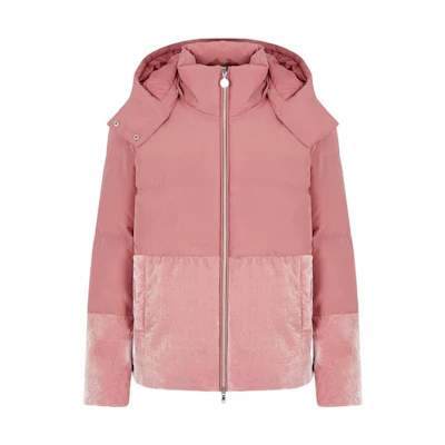 (Women) Emporio Armani EA7 FW22 Patchwork Detachable Hood Pink Jacket Women. 6LTB20-TN8AZ-1438