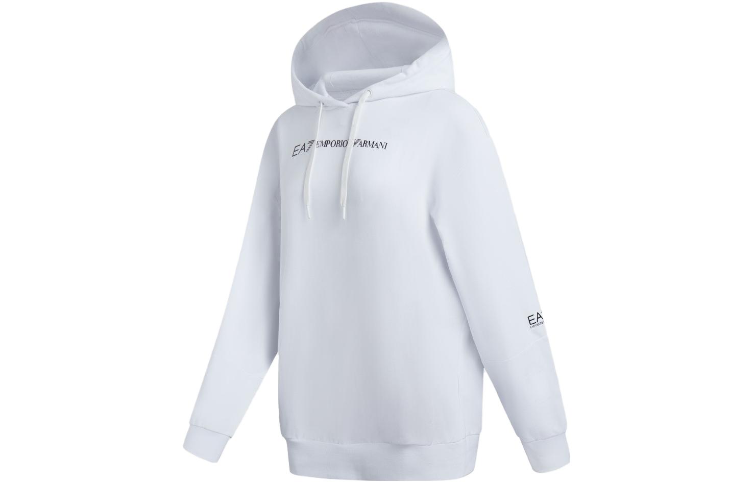 Shop (W) Sudadera con Capucha Blanca Emporio Armani EA7 FW23 Logo Print. 6RTM07-TJCQZ-0102