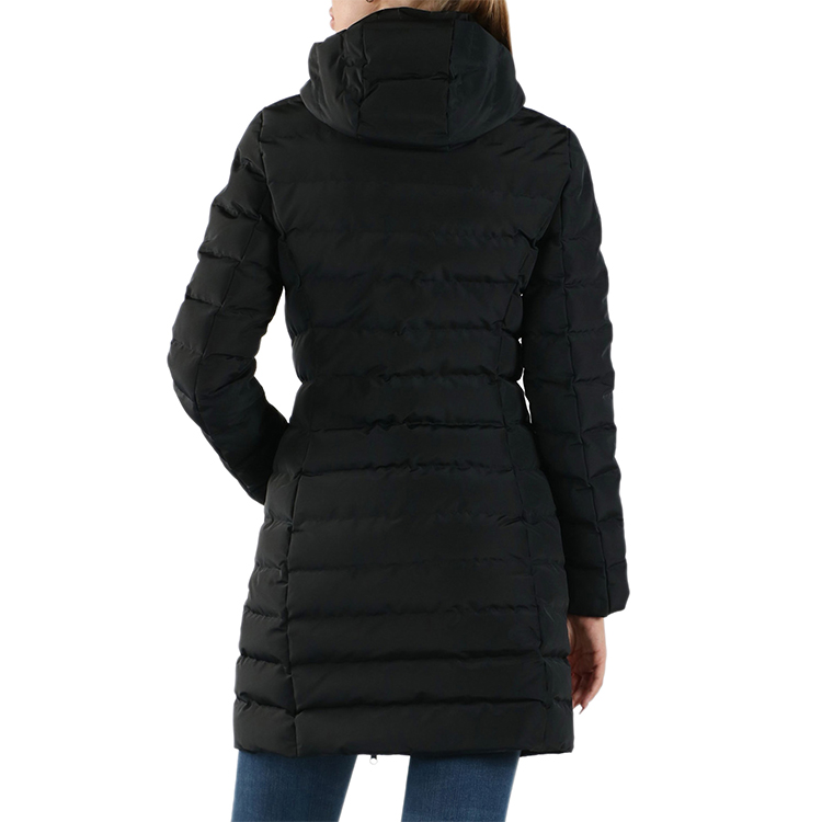 Purchase (W) エンポリオ アルマーニ EA7 レタープリント ロングフード コットンコート ブラック 6HTL05-TN8AZ-1200